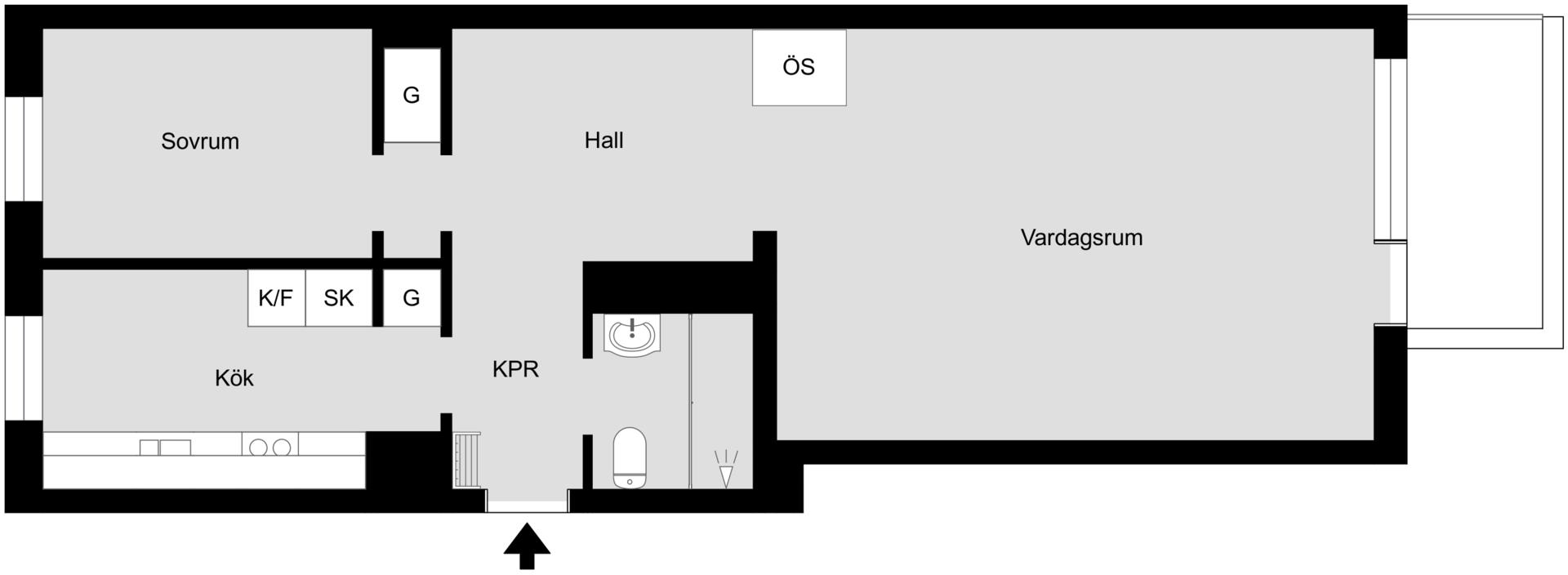 2:a högt upp i huset med fungerande öppen spis och balkong I soligt sydvästläge